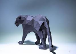 Black Panther Model Black Panther Paper Craft Black Etsy In 2020 Paper Sculpture Cardboard Art Sculpture