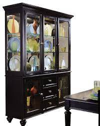 The wood framed glass door at top. American Drew Camden Dark China Cabinets Black Traditional China Cabinets And Hutches By Homesquare Houzz