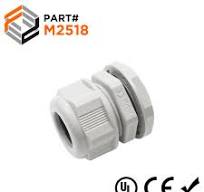 M2518GY - M25 x 1.5mm Metric Thread Nylon Cable Gland, Gray, Range: 1/2" to  11/16", UL Listed, IP68, IP69K - 1 Piece
