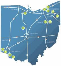 The total straight line flight distance from toledo, oh to cleveland, oh is 97miles. Ohio Presidential Trail Ohio History Connection