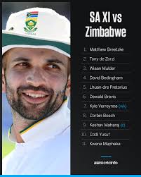 Three debutants for South Africa vs Zimbabwe 👇 Lhuan-dre Pretorius Dewald  Brevis Codi Yusuf
