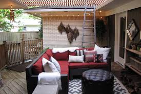 an eclectic outdoor living room