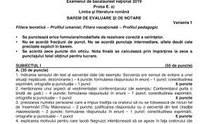 De asemenea, nu se acordă fracțiuni de punct, nici punctaje intermediare, altele decât cele precizate explicit în barem. Baremul De La Limba È™i Literatura RomanÄƒ A Fost Publicat De Ministerul EducaÈ›iei