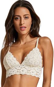 DOBRVEA Donna Reggiseno Soft Pizzo Triangolo Bralette Senza Ferretto Avorio  XS : Amazon.it: Moda