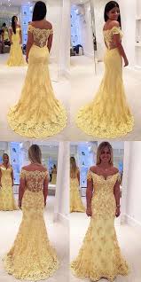 Elegant Mermaid Off Shoulder Yellow Lace Long Evening Dress Prom Dresses Yellow Yellow Prom Dress Long Mermaid Prom Dresses