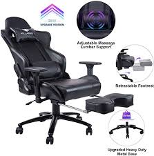 Killabee Massage Gaming Chair Racing Office Chair Adjustable Massage Lumbar Cushion Retractable Footrest And Arms High B Office Chair Metal Chairs Foot Rest
