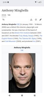 Nick (Max Minghella's) dad was director Anthony Minghella.