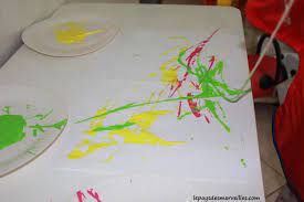 peindre avec de la laine peinture enfant activite coloriage tournesol