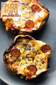 Pepperoni Pizza Stuffed Portobello Mushrooms Recipe Mushroom Recipes Low Carb Dinner Recipes Recipes