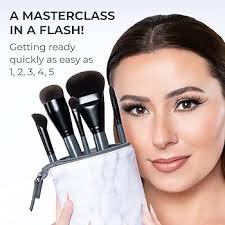 Amazon.com: Rose and Ben Beauty Essential 5 Piece Makeup Brush Set and  Travel Case