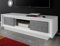 Voici le meuble de rangement idéal pour installer votre équipement audio visuel. Meuble Television Design Blanc Laque Mat Et Beton Hcommehome