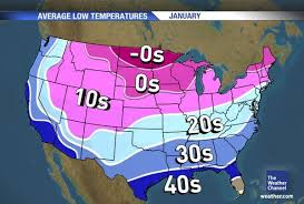January Average Low Temps Weather Map The Weather Channel Image Map