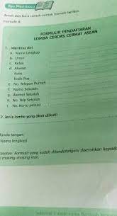 Check spelling or type a new query. Formulir Pendaftaran Lomba Cerdas Cermat Asean Yang Sudah Di Isi Dengan Databuruan Mau Di Kumpulin Brainly Co Id