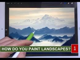 How To Paint Realistic Landscape 1 Mountains In The Mist Painting Tutorial Ipad Pro Apple Pencil Ipad Painting Digital Art Tutorial Beginner Ipad Drawings