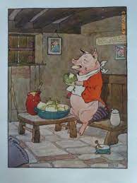 Frank Adams Lithograph Print Three Little Pigs Little Pigs