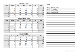 2022 Quarterly Calendar Pdf Free Printable Templates