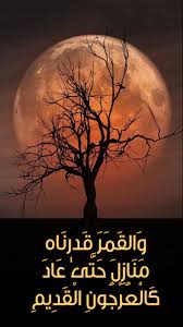 و ال ق م ر ق د ر ن اه م ن از ل ح ت ى ع اد ك ال ع ر ج ون ال ق د يم من تدب ر القمر وجد أنه مطابق لحال الإنسان فالقمر celestial poster movie posters