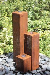 Wasserspiel Set Cortenstahl 3er Saulen 20 40 60 Inkl Pumpe Becken Springbrunnen 100400011 Springbrunnen Wasserspiel Garten Und Wasserspiele