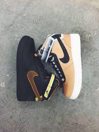 Black And Gold High Top Air Force Ones Shoes Black Nike Air Force 1 Suede Nike Nike Free Shoes Sneakers Shoes