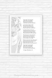 Tiger Poem Print William Blake Tyger Burning Bright Etsy Poems William Blake Classic Poems