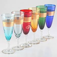 6 Bunte Sektglaser Farbglas Decor Cristal Giorgi Gold Rand Dekor Turkis Rot Grun Ebay Dekor Glas Sekt