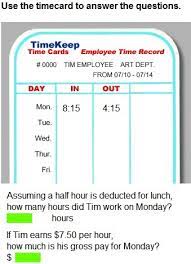 Maybe you would like to learn more about one of these? Use The Timecard To Answer The Questions See Pic Below Assuming A Half Hour Is Deducted For Lunch Brainly Com