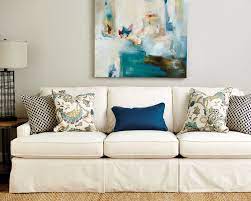 Think of them as a shortcut to decorating your room without breaking looking gorgeous on that yellow couch! Blue Throw Pillows On An Off White Couch Living Room Pillows Decorative Sofa Pillows Blue Couch Pillows