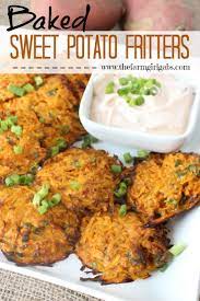 Baked Sweet Potato Fritters Www Thefarmgirlgabs Com Recipe Recipes Sweet Potato Fritters Potato Fritters