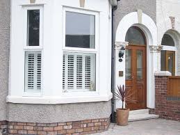 We can make shutters to fit any shape bay, whether you have a round bay window, a square bay window, a canted bay window (flat front and slanted sides) or an angled bay window. Cafe Style Plantation Shutter 04 Perfect Shutters