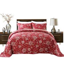 The quilt cover set sizes range from single quilt cover, double quilt cover, queen quilt cover, king quilt cover and super king quilt cover. Hnnsi 3 Pieces Quilt Comforter Sets Queen Size 3 Pcs Red Flower Patchwork Cotton Bedspread Comfy And Soft Queen Comforter Sets Quilt Sets Bedding Bed Spreads