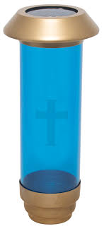 Looks incredible during the day, and light lasts long through the night. Solar Powered Cemetery Light Blue With Etched Cross Churchsupplies Com