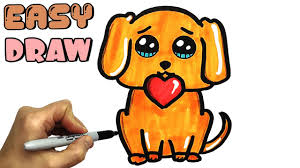 Learn how to draw cute love potion for valentine's day! How To Draw A Cute Little Dog With A Heart For Valentine S Day Draw So Cute And Easy For You Youtube