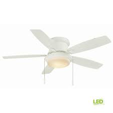 Hampton Bay Roanoke 48 In Led Indoor Outdoor Matte White Ceiling Fan With Light Kit Yg216 Mwh The Home Depot White Ceiling Fan Ceiling Fan With Light Ceiling Fan