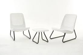 Patio furniture sets 3 pieces outdoor bistro set rattan wicker conversation sets with beige add comfort and style to just about any area with this lovely rio patio furniture set by keter plastic. Keter 17197637 Lounge Set Rio Rattan Look Plastic White 77 5 X 76 X 54 Cm Buy Online In Angola At Angola Desertcart Com Productid 70730001