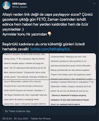 Hilal kaplan'ın twitter üzerinden akp seçmenlerini hedef alarak sorduğu neyden memnun değilsiniz? sorusuna verilen yanıtlar kimilerini şaşırttı. Fatih Altayli Hilal Kaplan La Ilgili Feto Kici Tweetini Sildi Habermotto