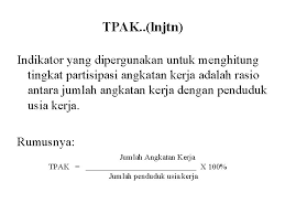 Tpak merupakan indikator yang biasa digunakan untuk menganalisa partisipasi angkatan kerja. Tpak Adalah
