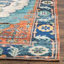 Bright blues and teal join playful coral… Saffron Blue Coral Area Rug Froy Com