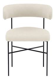 Audrey Fabric Dining Chair Linen Pebble Weave Fabric Black Matte Glam Rod Base Dining Chairs Comfortable Dining Chairs Fabric Dining Chairs