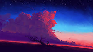 Add an aesthetic pink sunset sky for a gorgeous painting. 420514 Digital Painting Landscape Clouds Bisbiswas Sky Mocah Hd Wallpapers