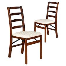 Stakmore Shaker Ladderback Upholstered Folding Chair Set Of 2 Wooden Dining Chairs Dining Chair Pads Wooden Dining Room Chairs