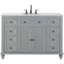 Home Decorators Collection Hamilton Shutter 49 5 In W X 22 In D Bath Bath Vanity In Grey With Granite Vanity Top In Grey With White Sink 10806 Vs48h Gr The 48 Inch