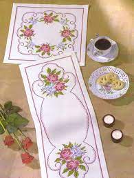 Featured pattern of the week: Roses And Forget Me Not Table Runner Cross Stitch Kit By Permin Of Copenhagen
