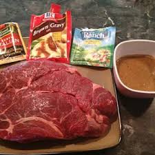 This Is The Recipe For Easiest And Most Amazing Roast Ever Combine The Ranch Italian Dressing And Brown Gravy Pack Good Roasts Recipes Pot Roast Slow Cooker