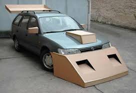 10 Cars With Cardboard Modifications Car Humor Weird Cars Cardboard Car