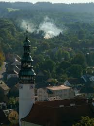 Two trains have collided in milavce village in the czech republic, near the town of domazlice on the western border, killing two and injuring over 30. Hd Wallpaper Domazlice Chodenschloss Tower Smoke Fire Czech Republic Wallpaper Flare
