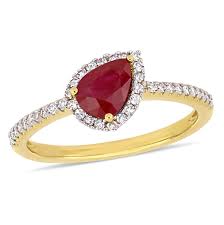 Discover some of our most sought after ruby engagement rings. Ruby Diamond Pear Shaped Ring In 14k Yellow Gold