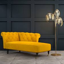 They are covered with soft quilted upholstery. Christiana Mustard Yellow Velvet Chaise Longue Chair Right Hand Facing Furniture123