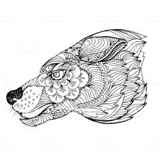 Handgezeichnete Tinte Doodle Wolf Auf Weißem Hintergrund