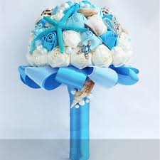 The gaps are filled with pearls, brooches and other. Handmade Marine Style Blue Wedding Bouquets Starfish And Shells Bride Hand Bouquet Beach Wedding Decorations Wedding Bouquet Styles Hand Bouquetblue Wedding Bouquet Aliexpress