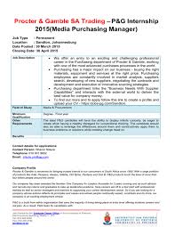 Procter and gamble brands south africa. Procter Gamble Sa Trading P G Internship 2015 Media